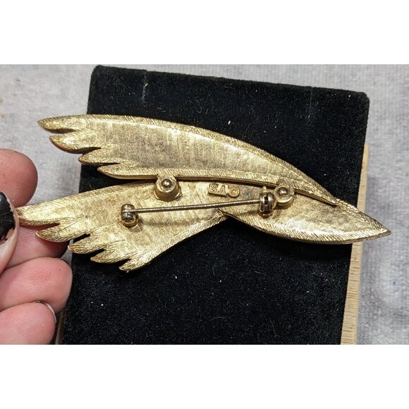 Vintage Wing Feather Art Deco Silver And Gold Tone Brooch Marked SA - Picture 4 of 4